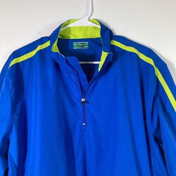 Mens Ben Hogan 1/4 Zip Performance Golf Jacket Blue Lime Mesh Lined M - Picture 3 of 9